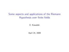 Some aspects and applications of the Riemann Hypothesis over finite fields