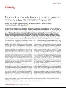 nbt.4229-A standardized bacterial taxonomy based on genome phylogeny substantially revises the tree of life