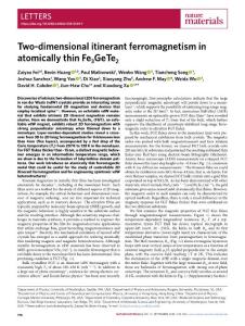 nmat.2018-Two-dimensional itinerant ferromagnetism in atomically thin Fe3GeTe2