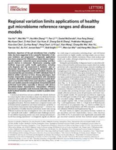 nm.2018-Regional variation limits applications of healthy gut microbiome reference ranges and disease models