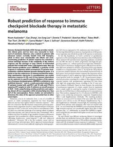 nm.2018-Robust prediction of response to immune checkpoint blockade therapy in metastatic melanoma