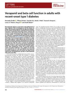 nm.2018-Verapamil and beta cell function in adults with recent-onset type 1 diabetes