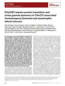 nm.2018-Poly(GR) impairs protein translation and stress granule dynamics in C9orf72-associated frontotemporal dementia and amyotrophic lateral sclerosis