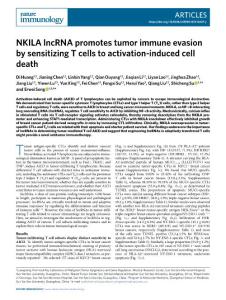ni.2018-NKILA lncRNA promotes tumor immune evasion by sensitizing T cells to activation-induced cell death