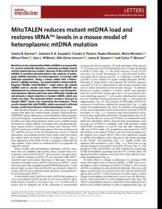 nm.2018-MitoTALEN reduces mutant mtDNA load and restores tRNAAla levels in a mouse model of heteroplasmic mtDNA mutation