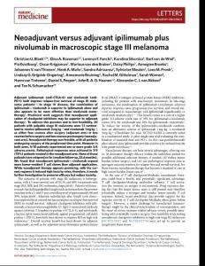 nm.2018-Neoadjuvant versus adjuvant ipilimumab plus nivolumab in macroscopic stage III melanoma