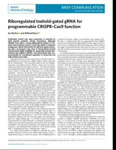 nchembio.2018-Riboregulated toehold-gated gRNA for programmable CRISPR–Cas9 function