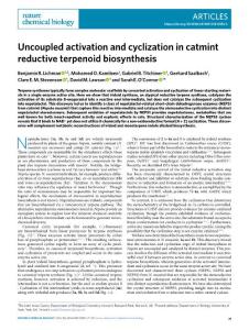 nchembio.2018-Uncoupled activation and cyclization in catmint reductive terpenoid biosynthesis