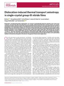 nmat.2018-Dislocation-induced thermal transport anisotropy in single-crystal group-III nitride films