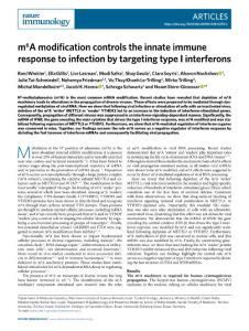 ni.2018-m6A modification controls the innate immune response to infection by targeting type I interferons