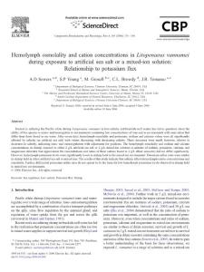 Hemolymph osmolality and cation concentrations in Litopenaeus vannamei during exposure to artificial sea salt or a mixed-ion solution