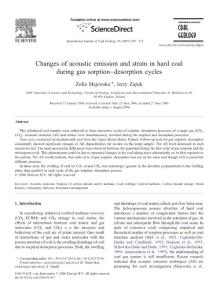 Changes of acoustic emission and strain in hard coal