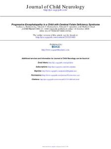 Progressive Encephalopathy in a Child with Cerebral Folate Deficiency Syndrome