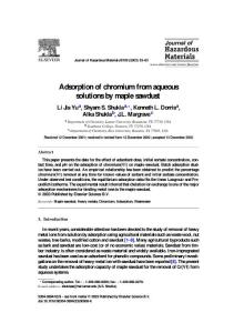 Adsorption of chromium from aqueous solutions by maple sawdust