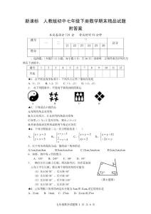 新课标　人教版初中七年级下册数学期末精品试题附答案