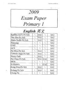 2009年新加坡地区小学一年级英语试卷