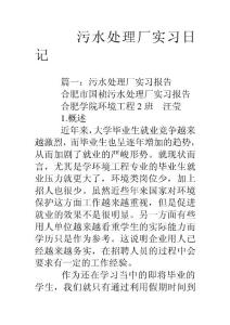 污水处理厂实习日记