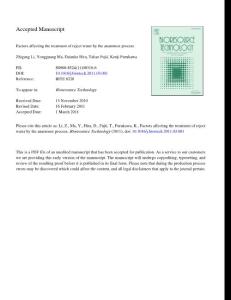 Factors affecting the treatment of reject water by the anammox process