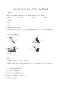 2019年江苏省扬州市中考物理试题（解析）