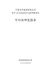 (优秀可研推荐)宁夏某化工年产20万吨焦炉气制甲醇项目可行性研究报告