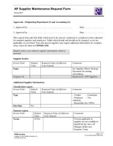 AP Supplier Maintenance Request Form