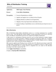 MRP Supply Chain Planning Bills of Distribution Training