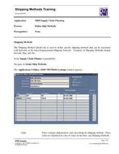 MRP Supply Chain Planning Shipping Methods Training