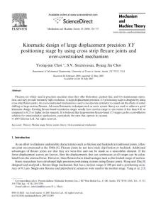 Kinematic-design-of-large-displacement-precision-XY-positioning-stage-by-using-cross-strip-flexure-joints-and-over-constrained-mechanism_2008_Mechanism-and-Machine-Theory