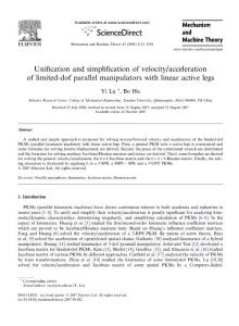 Unification-and-simplification-of-velocityacceleration-of-limited-dof-parallel-manipulators-with-linear-active-legs_2008_Mechanism-and-Machine-Theory