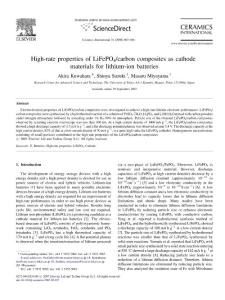 High-rate properties of LiFePO4 carbon composites as cathode materials for lithium-ion batteries 08