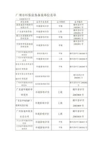广州市环保业务备案单位名单