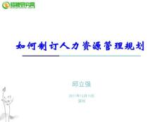 邱立强-如何制订人力资源管理规划