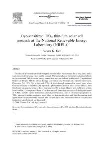 Dye-sensitized TiO2 thin-film solar cell research at the National Renewable Energy Laboratory (NREL)