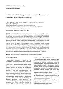 Screen and effect analysis of immunostimulants for sea cucumber, Apostichopus japonicus