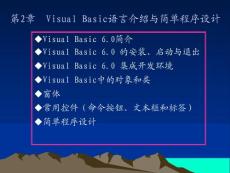 第2章 Visual Basic语言介绍与简单程序设计