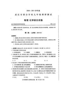 2010-2011学年度武汉市九年级调研测试物理、化学试卷及参考答案四月
