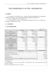 深市_000525_红太阳_2009年第一季度报告