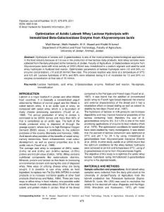Optimization of acidic whey lactos hydrolysis with Immobolized B- g