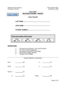 2006W - Solution to Test 1 (ECO209) - November 9, 2006