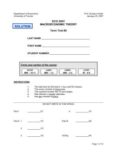 2006W - Solution to Test 2 - ECO209 - January 25, 2007