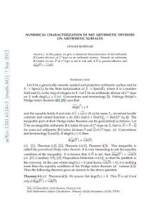 Numerical characterization of nef arithmetic divisors on arithmetic surfaces
