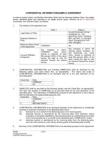 招标文件---CONFIDENTIAL INFORMATIONSAMPLE AGREEMENT