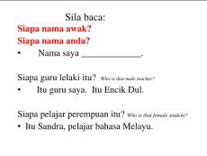 马来语第二课