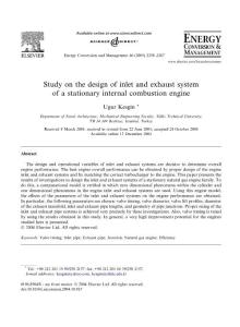 Study on the design of inlet and exhaust system of a stationary