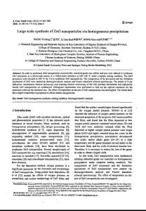 Large+scale+synthesis+of+ZnO+nanoparticles+via+homogeneous+precipitation