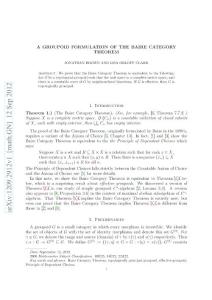 A groupoid formulation of the Baire Category Theorem 逻辑