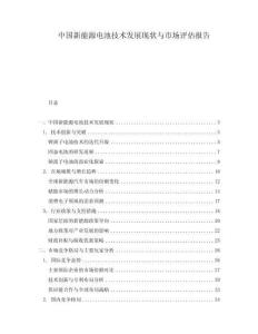 中国新能源电池技术发展现状与市场评估报告