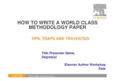 How to Write a World Class Paper (论文写作宝典)