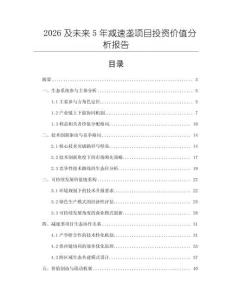 2026及未来5年减速垄项目投资价值分析报告