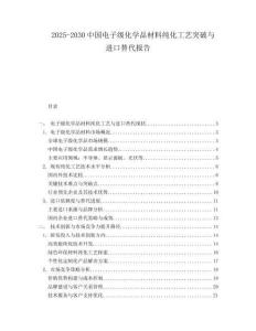 2025-2030中国电子级化学品材料纯化工艺突破与进口替代报告